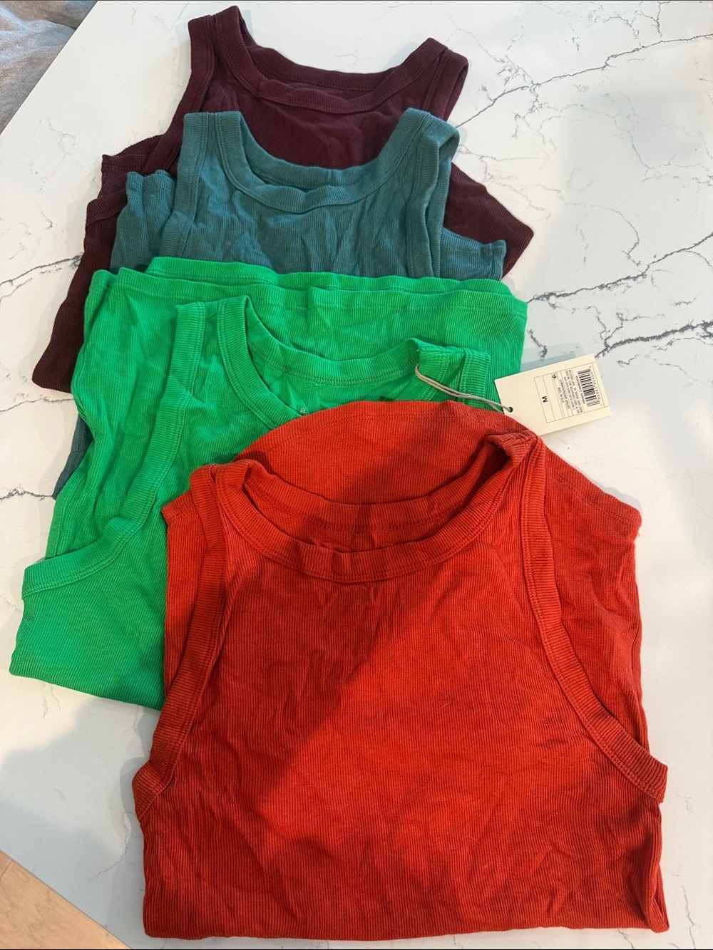 Ribbed Tank Top Bundle - Burgundy, Teal, Green, Red